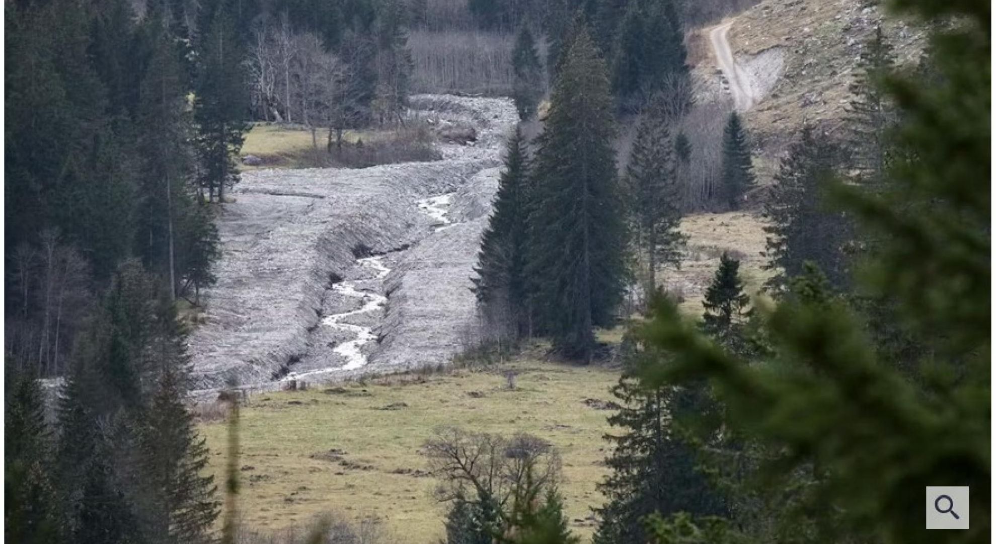 Der Rappenalpbach - ausgebaggert, kanalisiert und in ein enges Kiesbett eingezwängt. (Foto: Udo Schmitz/Bund Naturschutz)